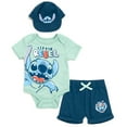 thumbnail image 1 of Disney Lilo & Stitch Bodysuit, Shorts and Baseball Cap 3 Piece Outfit Set Newborn to Infant, 1 of 5