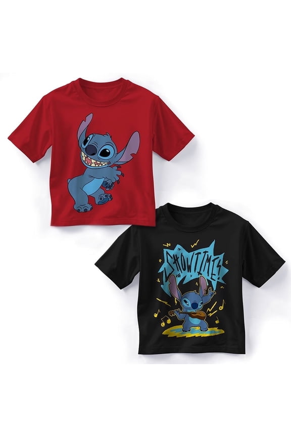 Lilo & Stitch Boys 2-Pack Short Sleeve Crewneck Graphic T-Shirt Bundle, 2-Piece Set for Kids and Toddlers (Size 4-18)