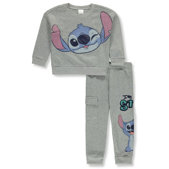 Disney Lilo & Stitch Boys' 2-Piece Joggers Set Outfit Color: light gray Size: 4