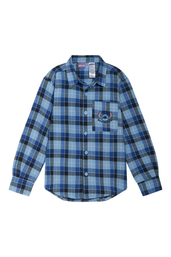 Lilo & Stitch Button Down Dress Shirt Plaid Little Kid to Big Kid