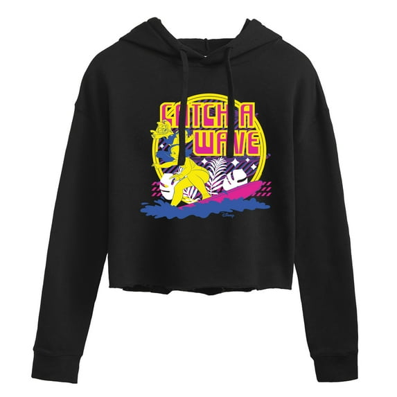 Disney - Lilo & Stitch - Catch A Wave - Juniors Cropped Pullover Hoodie