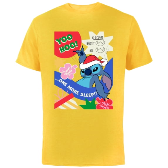 Disney Lilo & Stitch Christmas Holiday Stitch One More Sleep - Short Sleeve Cotton T-Shirt for Adults - Customized-Yellow