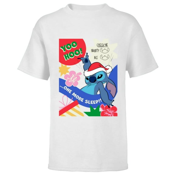 Disney Lilo & Stitch Christmas Holiday Stitch One More Sleep - Short Sleeve T-Shirt for Kids - Customized-White