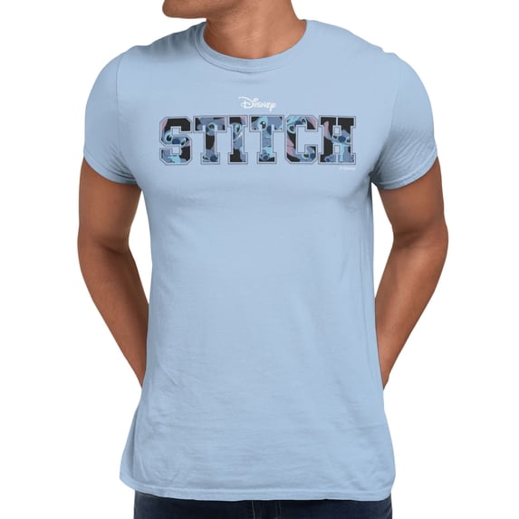 Disney Lilo & Stitch Classic Logo Mens T-Shirt (Light Blue, S-XXXL)