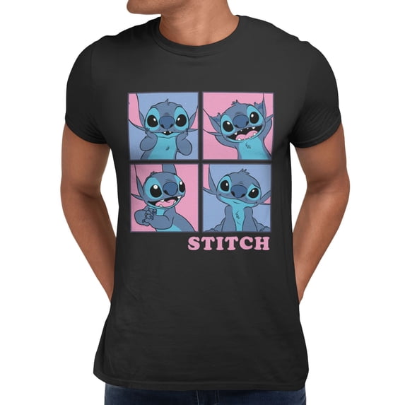 Disney Lilo & Stitch Comic Panel Expressions Mens T-Shirt (Black, S-XXXL)