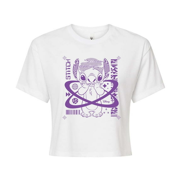Disney - Lilo & Stitch - Crop Marks Stitch - Juniors Cropped Cotton Blend T-Shirt