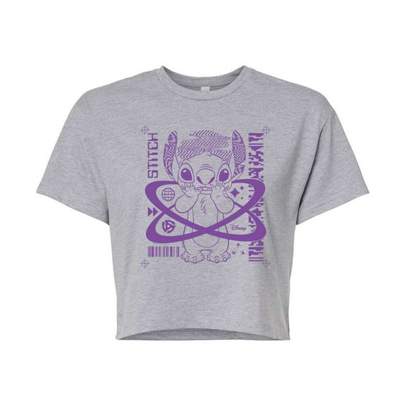 Disney - Lilo & Stitch - Crop Marks Stitch - Juniors Cropped Cotton Blend T-Shirt