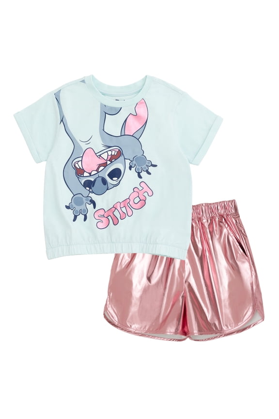 Lilo & Stitch Crop Top T-Shirt and Shorts Outfit Set Toddler to Big Kid