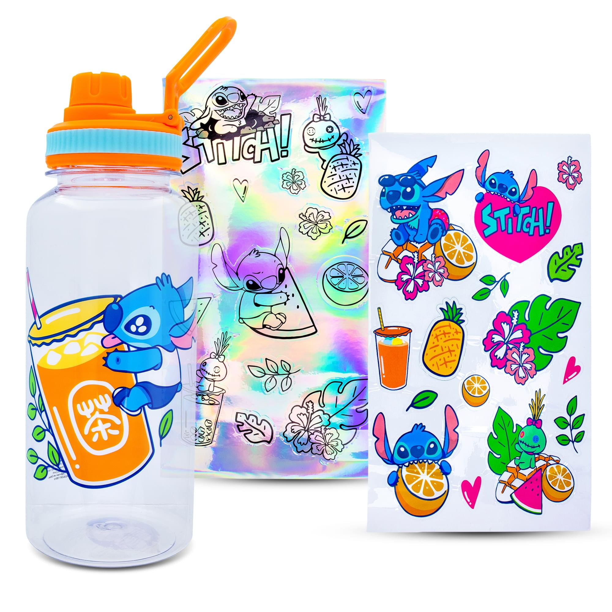 Disney Lilo & Stitch Bubble Tea Plastic Water Bottle and Decal Sticker