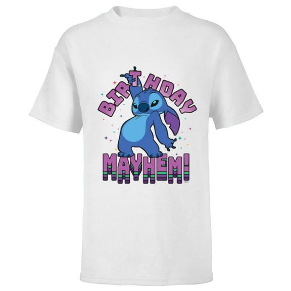 Disney Lilo & Stitch Disco Dance Birthday Mayhem! - Short Sleeve T-Shirt for Kids - Customized-White