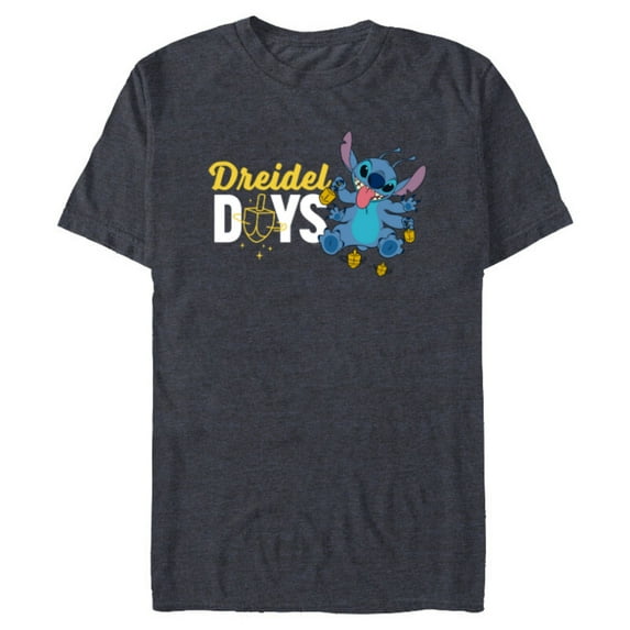 Disney Lilo & Stitch Dreidel Days - Short Sleeve Blended T-Shirt for Adults - Customized-Navy Heather