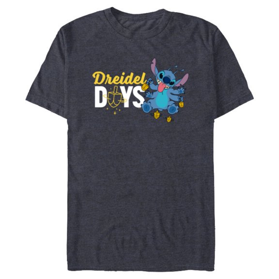Disney Lilo & Stitch Dreidel Days - Short Sleeve Blended T-Shirt for Adults - Customized-Navy Heather