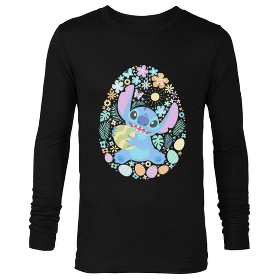 Disney Lilo & Stitch Easter Egg Flowers Spring Pastel Colors - Long Sleeve T-Shirt for Men - Customized-Black