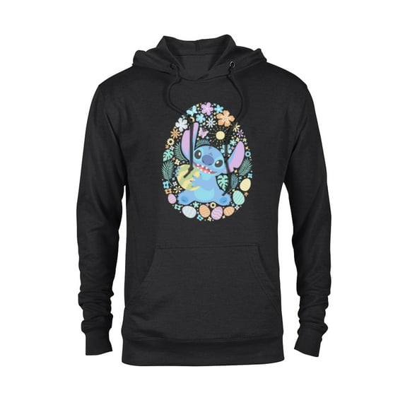 Disney Lilo & Stitch Easter Egg Flowers Spring Pastel Colors - Pullover Hoodie for Adults - Customized-Black