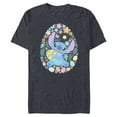 thumbnail image 1 of Disney Lilo & Stitch Easter Egg Flowers Spring Pastel Colors - Short Sleeve Blended T-Shirt for Adults - Customized-Navy Heather, 1 of 5