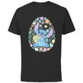 thumbnail image 1 of Disney Lilo & Stitch Easter Egg Flowers Spring Pastel Colors - Short Sleeve Cotton T-Shirt for Adults - Customized-Black, 1 of 5