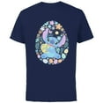 thumbnail image 1 of Disney Lilo & Stitch Easter Egg Flowers Spring Pastel Colors - Short Sleeve Cotton T-Shirt for Adults - Customized-Navy, 1 of 5