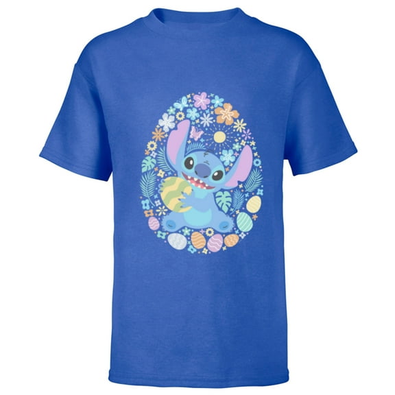 Disney Lilo & Stitch Easter Egg Flowers Spring Pastel Colors - Short Sleeve T-Shirt for Kids - Customized-Royal