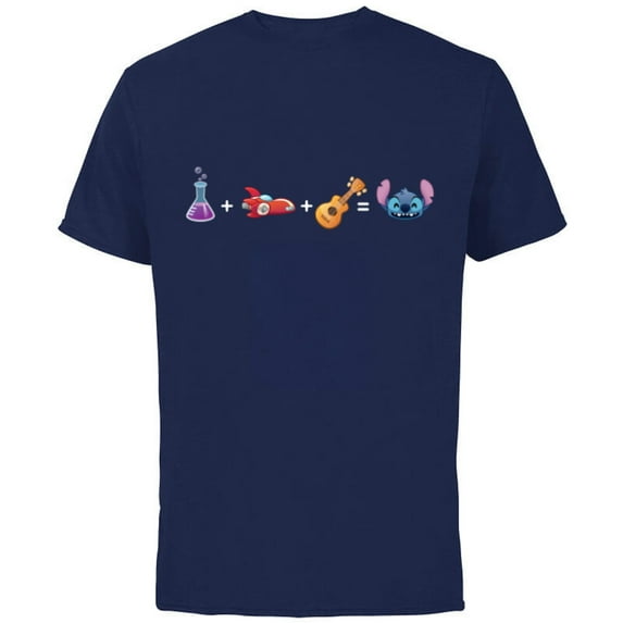 Disney Lilo & Stitch Emoji Code Formula - Short Sleeve Cotton T-Shirt for Adults - Customized-Navy