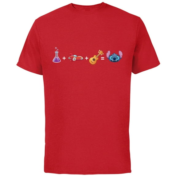 Disney Lilo & Stitch Emoji Code Formula - Short Sleeve Cotton T-Shirt for Adults - Customized-Red