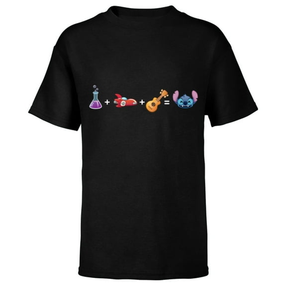 Disney Lilo & Stitch Emoji Code Formula - Short Sleeve T-Shirt for Kids - Customized-Black