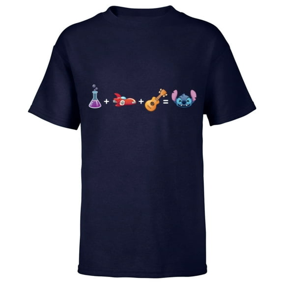 Disney Lilo & Stitch Emoji Code Formula - Short Sleeve T-Shirt for Kids - Customized-Navy