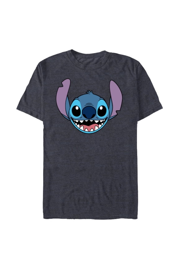 Lilo & Stitch Experiment 626 Smiling Big Face Costume - Short Sleeve Blended T-Shirt for Adults - Customized-Navy Heather