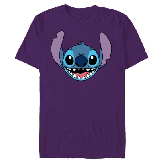 Disney Lilo & Stitch Experiment 626 Smiling Big Face Costume - Short Sleeve Blended T-Shirt for Adults - Customized-Purple