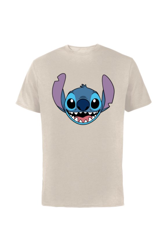 Lilo & Stitch Experiment 626 Smiling Big Face Costume - Short Sleeve Cotton T-Shirt for Adults - Customized-Natural
