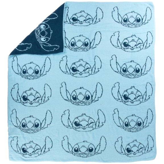 Disney Lilo & Stitch Feathered Knit Blue Throw Blanket, Plush & Soft 50" x 60"