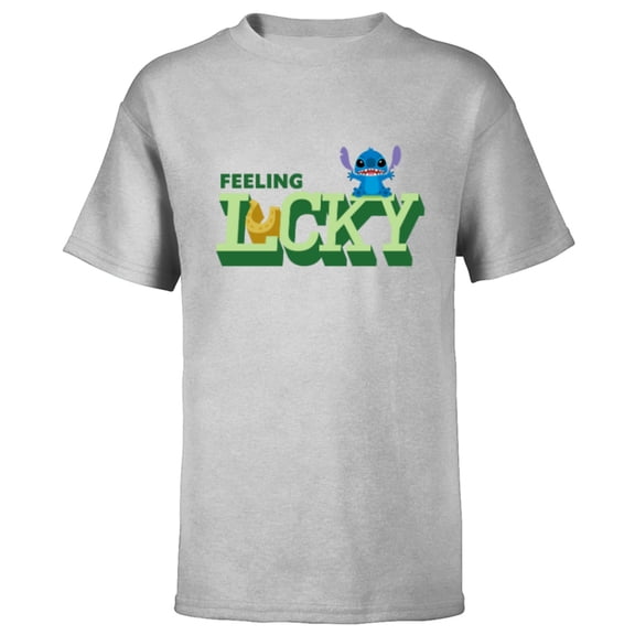 Disney Lilo & Stitch Feeling Lucky St Patrick’s Day - Short Sleeve T-Shirt for Kids - Customized-Athletic Heather