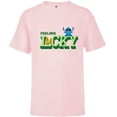 thumbnail image 1 of Disney Lilo & Stitch Feeling Lucky St Patrick’s Day - Short Sleeve T-Shirt for Kids - Customized-Soft Pink, 1 of 5