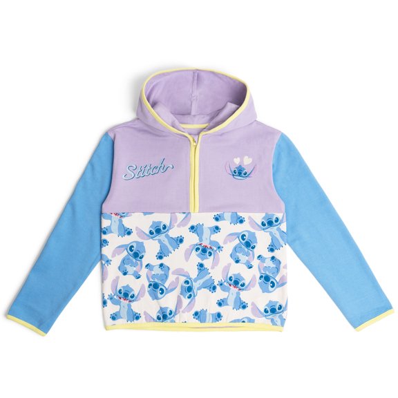 Disney Lilo & Stitch Fleece Half Zip Hoodie Colorblock Toddler to Big Kid