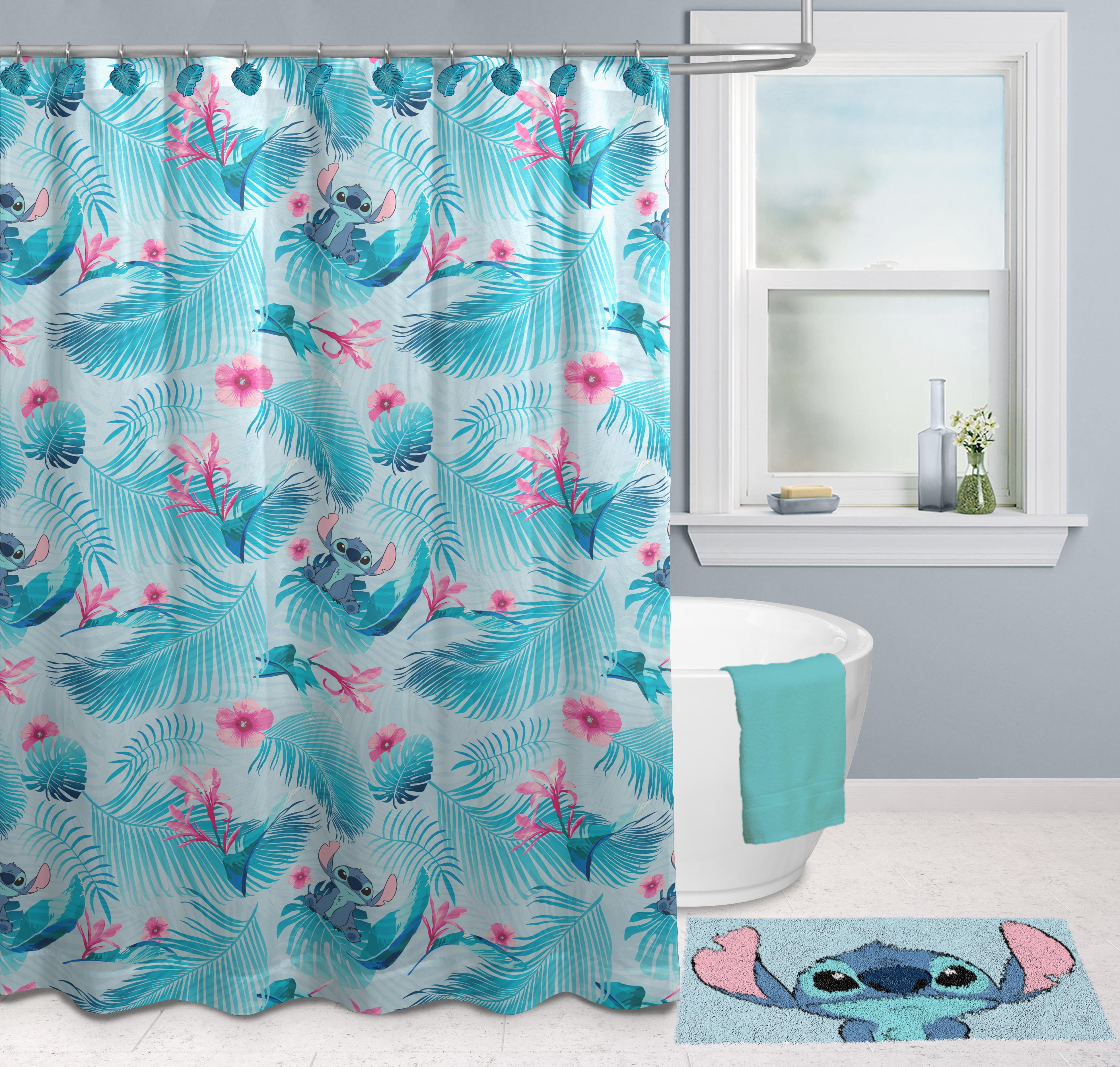 Disney Lilo & Stitch Floral Fun Blue 14 Piece Bathroom Set, 100% ...