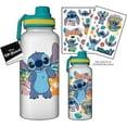 thumbnail image 1 of Disney: Lilo  Stitch - Flower Badges 32oz Twisted Spouted Plastic Bottle with Sticker Set, 1 of 7