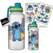 Disney: Lilo Stitch - Flower Badges 32oz Twisted Spouted Plastic Bottle with Sticker Set