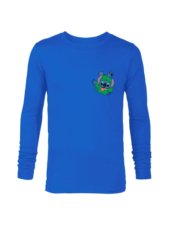 Lilo & Stitch Four-Leaf Clover St Patrick’s Day - Long Sleeve T-Shirt for Men - Customized-Navy