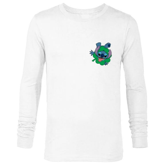 Disney Lilo & Stitch Four-Leaf Clover St Patrick’s Day - Long Sleeve T-Shirt for Men - Customized-White