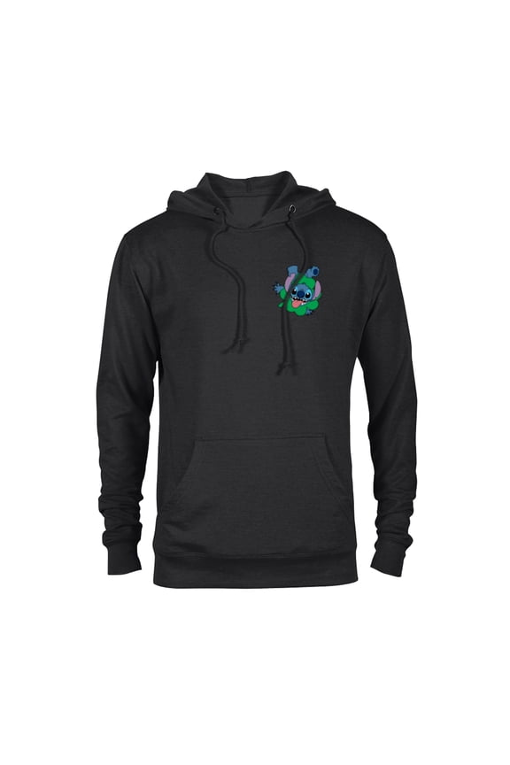 Lilo & Stitch Four-Leaf Clover St Patrick’s Day - Pullover Hoodie for Adults - Customized-Black