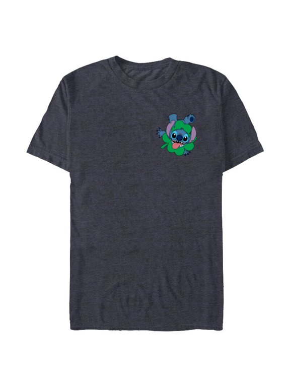 Lilo & Stitch Four-Leaf Clover St Patrick’s Day - Short Sleeve Blended T-Shirt for Adults - Customized-Navy Heather