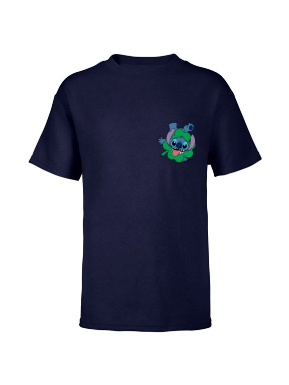 Lilo & Stitch Four-Leaf Clover St Patrick’s Day - Short Sleeve T-Shirt for Kids - Customized-Navy