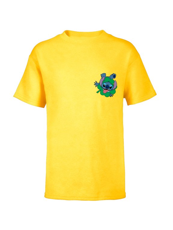 Lilo & Stitch Four-Leaf Clover St Patrick’s Day - Short Sleeve T-Shirt for Kids - Customized-Yellow
