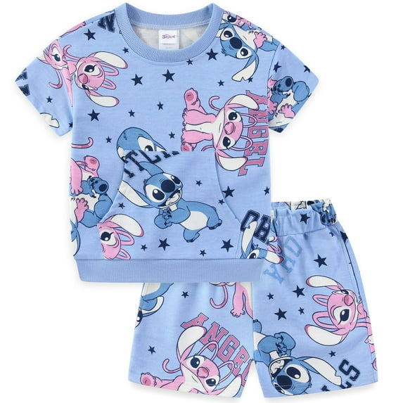Disney Lilo & Stitch French Terry Shirt and Shorts (Girls), 2 Piece Set, Sizes 4-12