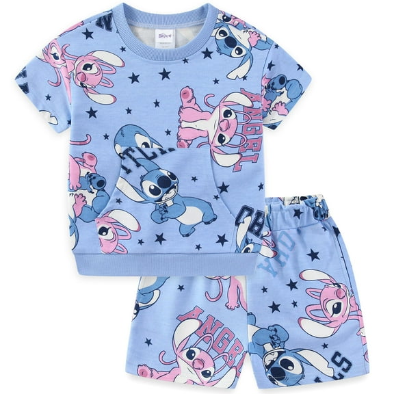 Disney Lilo & Stitch French Terry Shirt and Shorts (Girls), 2 Piece Set, Sizes 4-12