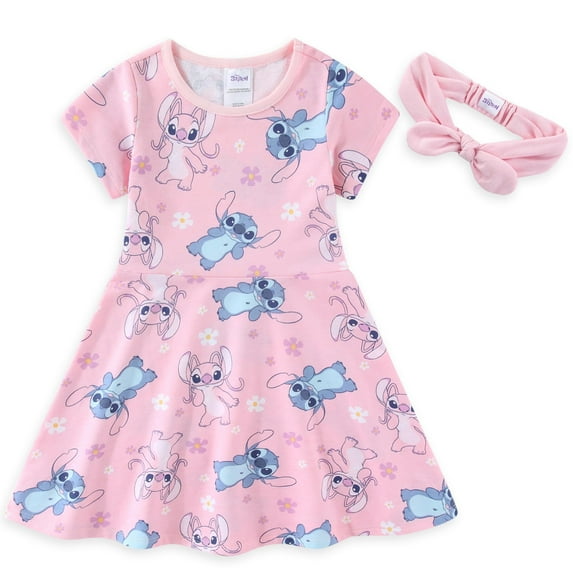 Disney Lilo & Stitch French Terry Skater Dress with Headband (Girls), 2 Piece Set, Sizes 4-12