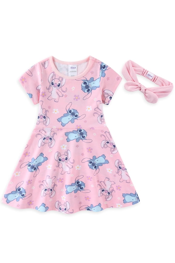 Lilo & Stitch French Terry Skater Dress with Headband (Girls), 2 Piece Set, Sizes 4-12