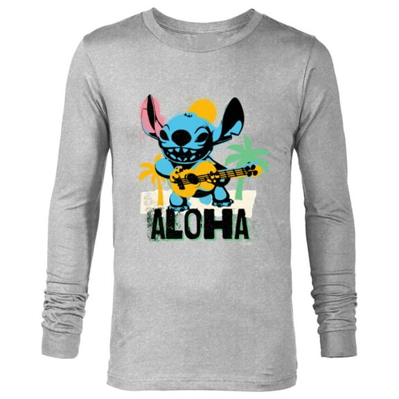 Disney Lilo & Stitch Galactic Grunge Aloha Stitch - Long Sleeve T-Shirt for Men - Customized-Athletic Heather