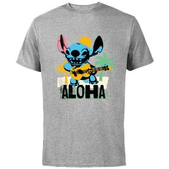 Disney Lilo & Stitch Galactic Grunge Aloha Stitch - Short Sleeve Cotton T-Shirt for Adults - Customized-Athletic Heather