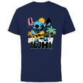 thumbnail image 1 of Disney Lilo & Stitch Galactic Grunge Aloha Stitch - Short Sleeve Cotton T-Shirt for Adults - Customized-Navy, 1 of 5