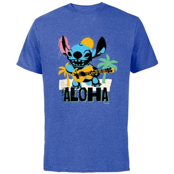 Disney Lilo & Stitch Galactic Grunge Aloha Stitch - Short Sleeve Cotton T-Shirt for Adults - Customized-Royal Heather